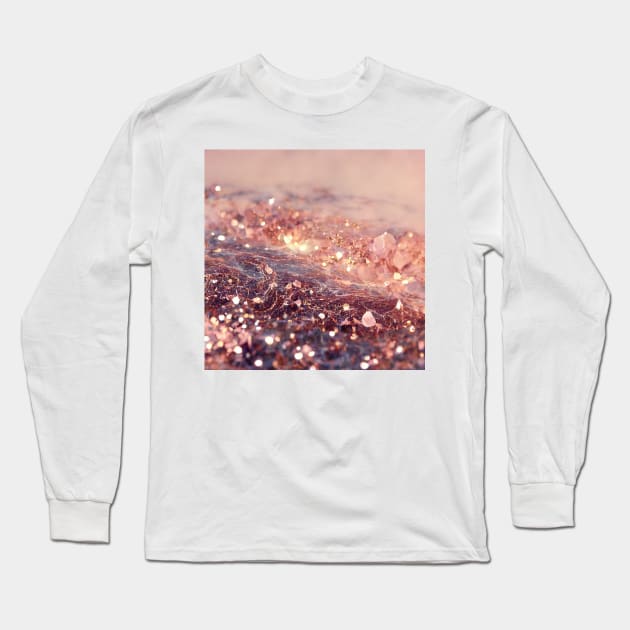 Intense sparkling rose gold marble II Long Sleeve T-Shirt by marbleco